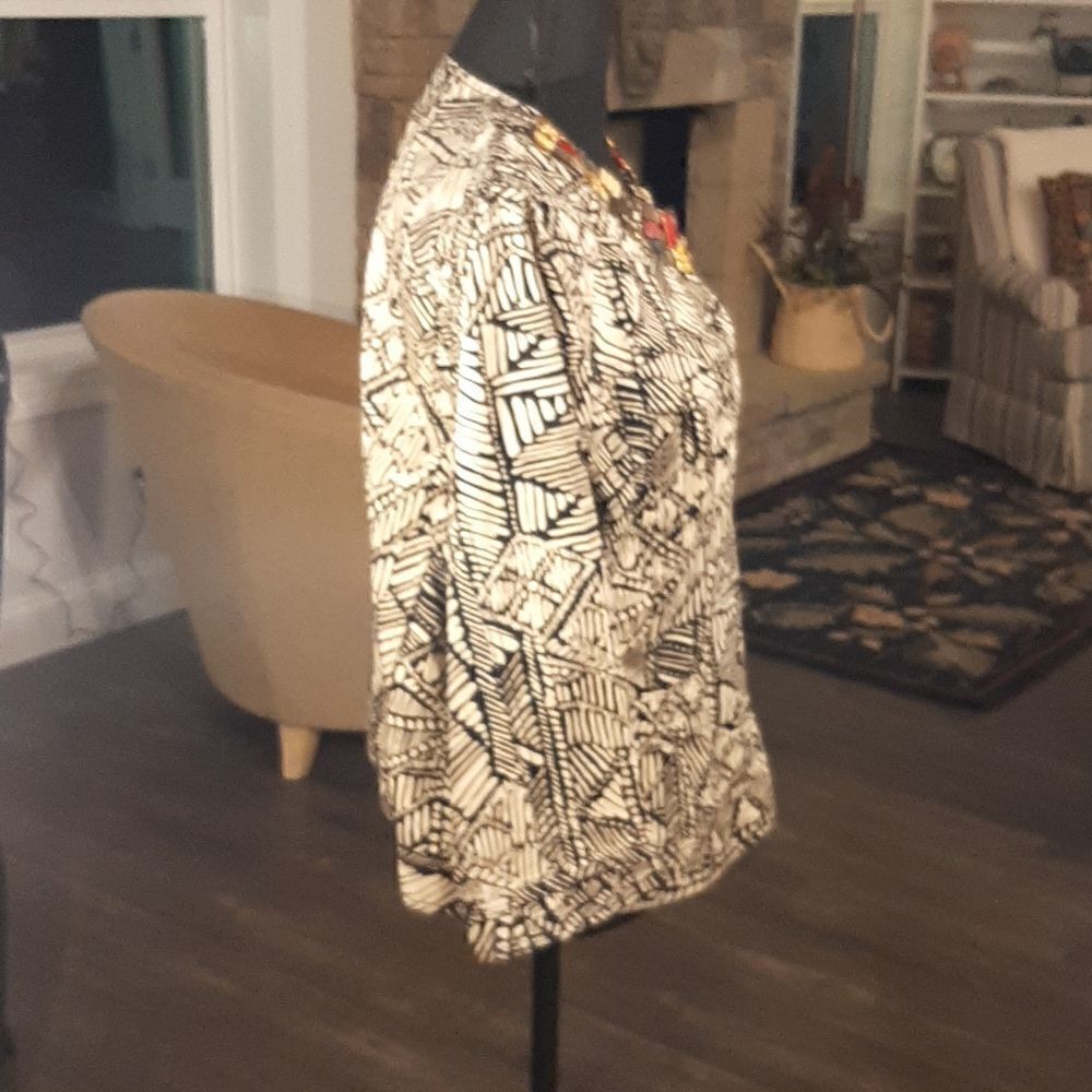 NWOT Ruby Rd Cream and Black Print Jacket - Picture 2 of 9